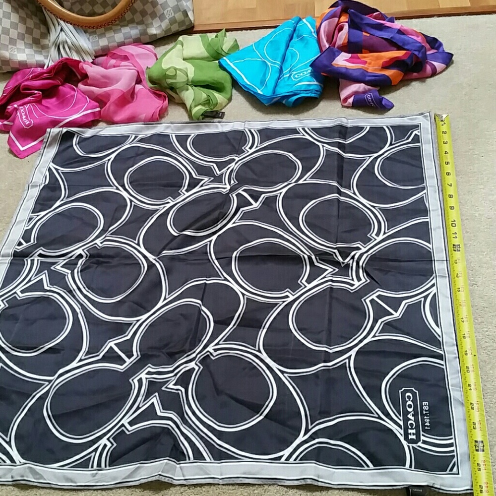 100%Authentic 100%silk Coach Scarf or handbag deco